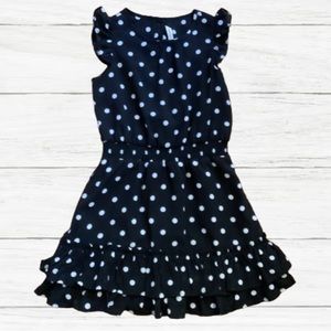 Janie and Jack Black Ruffled Dress with White Polka dots